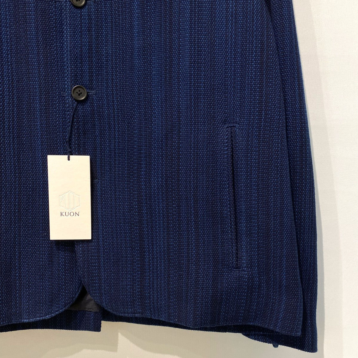 KUON 25AWAizome Sashiko Kimono Collar Blazer藍染め刺し子サシコ着物キモノカラーブレザージャケット 古着・中古-8枚目のアイテム画像