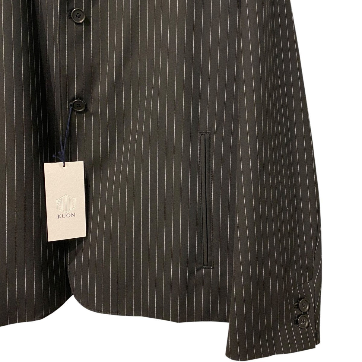 KUON Reversible Kimono Collar Blazerリバーシブル着物キモノノーカラーブレザーピンストライプジャケット 古着・中古-6枚目のアイテム画像