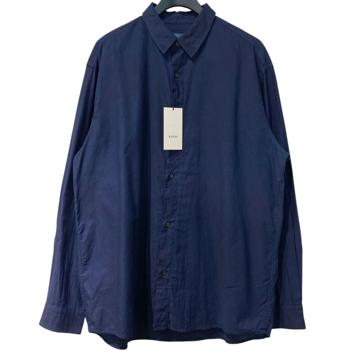 KUON Regular Collar Shirt-Aizome Dark-オーバーサイズレギュラーカラー藍染めダークシャツ 古着・中古-1枚目のアイテム画像