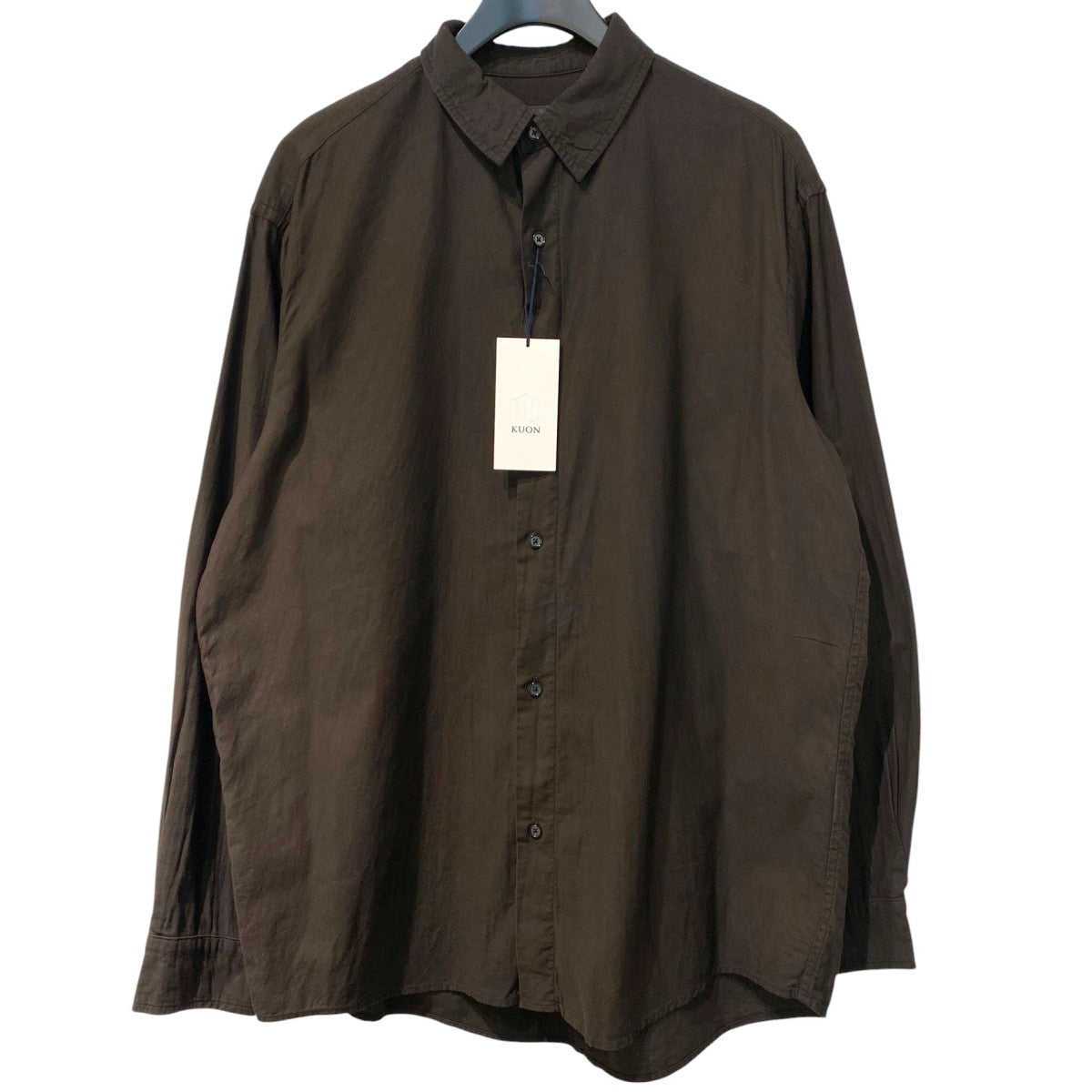 KUON Regular Collar Shirt-Dorozome Dark-レギュラーカラーオーバーサイズ泥染めダークシャツ 古着・中古-1枚目のアイテム画像