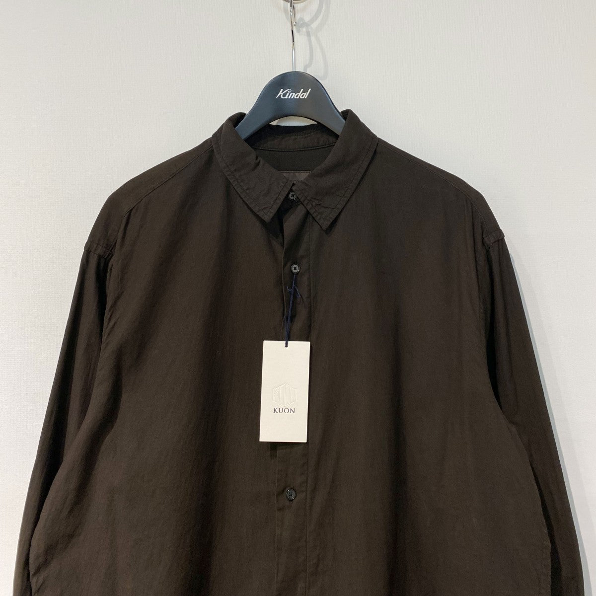 KUON Regular Collar Shirt-Dorozome Dark-レギュラーカラーオーバーサイズ泥染めダークシャツ 古着・中古-4枚目のアイテム画像