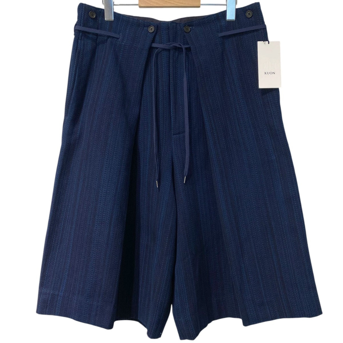 KUON 25AWAizome Sashiko 3／4 Hakama Trousers藍染め刺し子サシコ袴ハカマショーツパンツ 古着・中古-1枚目のアイテム画像