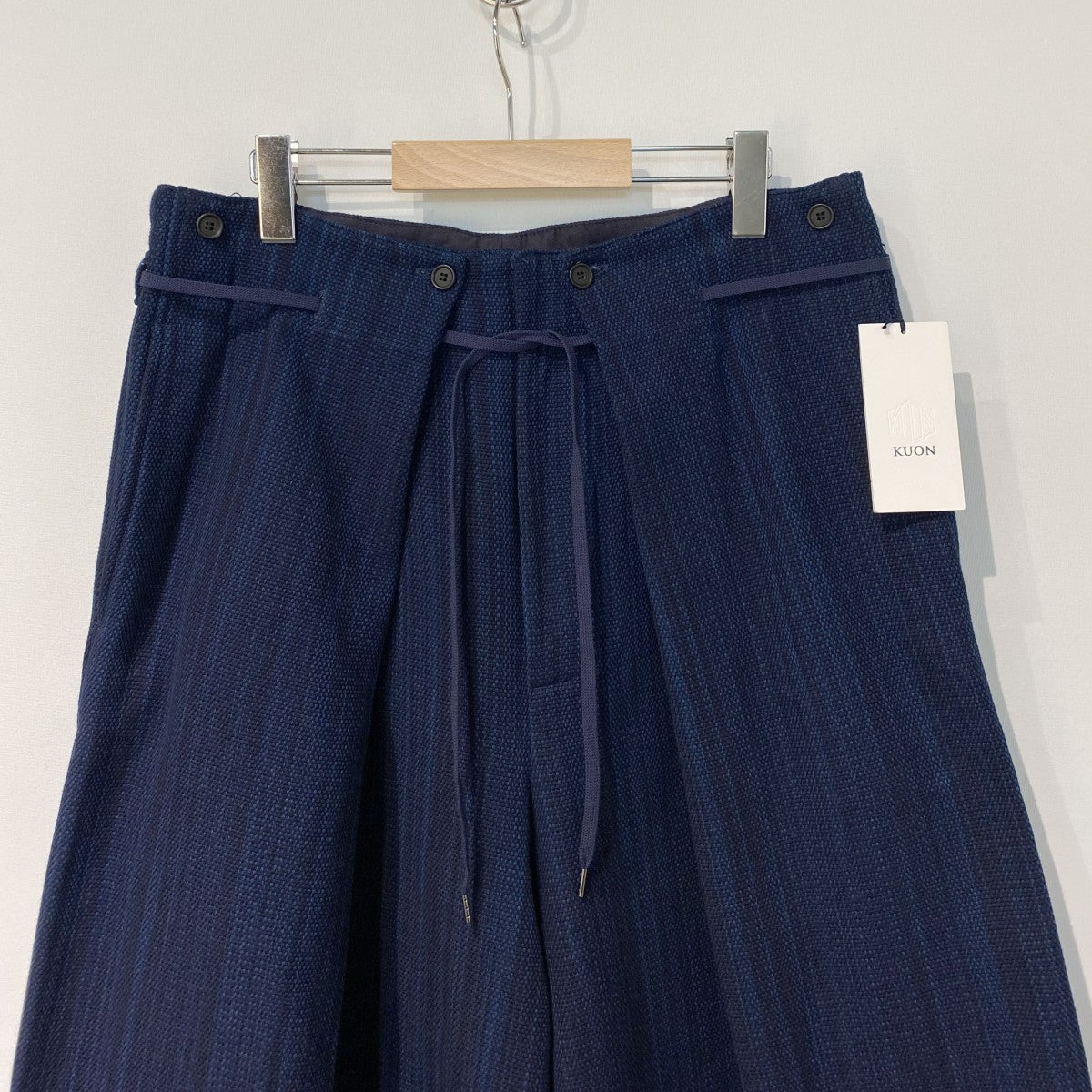 KUON 25AWAizome Sashiko 3／4 Hakama Trousers藍染め刺し子サシコ袴ハカマショーツパンツ 古着・中古-5枚目のアイテム画像