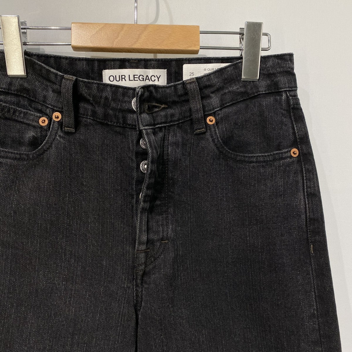 TREBLE CUT Real Black Chain Twill Denim Pants Vintageヴィンテージ加工デニムパンツW4245TR