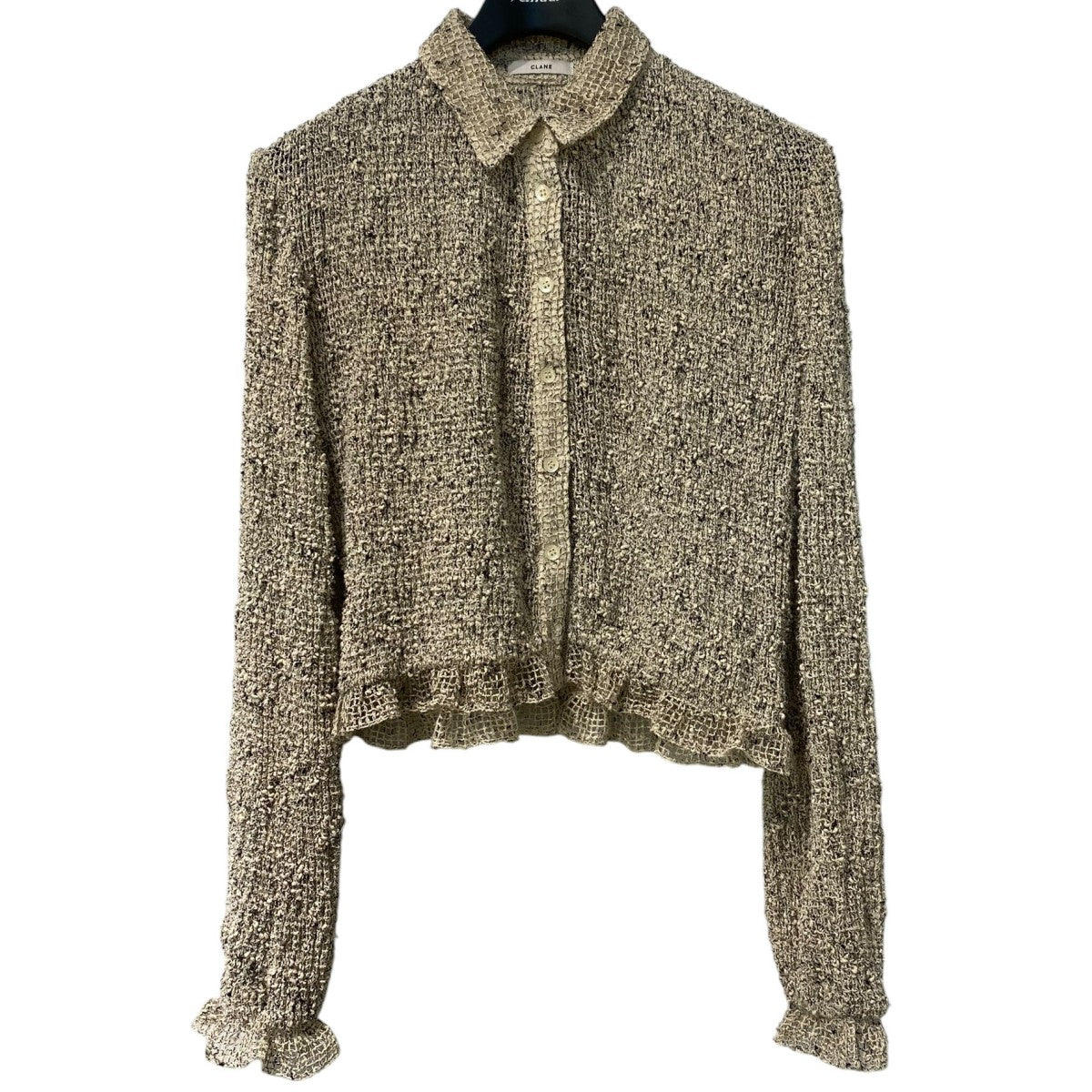 CLANE 25AWMIX MESH GATHER SHIRTミックスメッシュギャザーシャツニットポロカーディガン 古着・中古-1枚目のアイテム画像