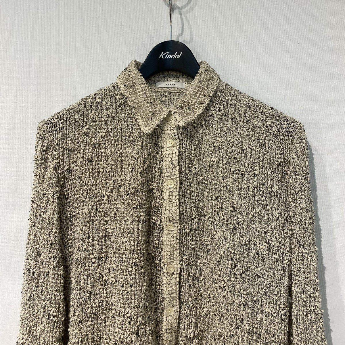 CLANE 25AWMIX MESH GATHER SHIRTミックスメッシュギャザーシャツニットポロカーディガン 古着・中古-4枚目のアイテム画像