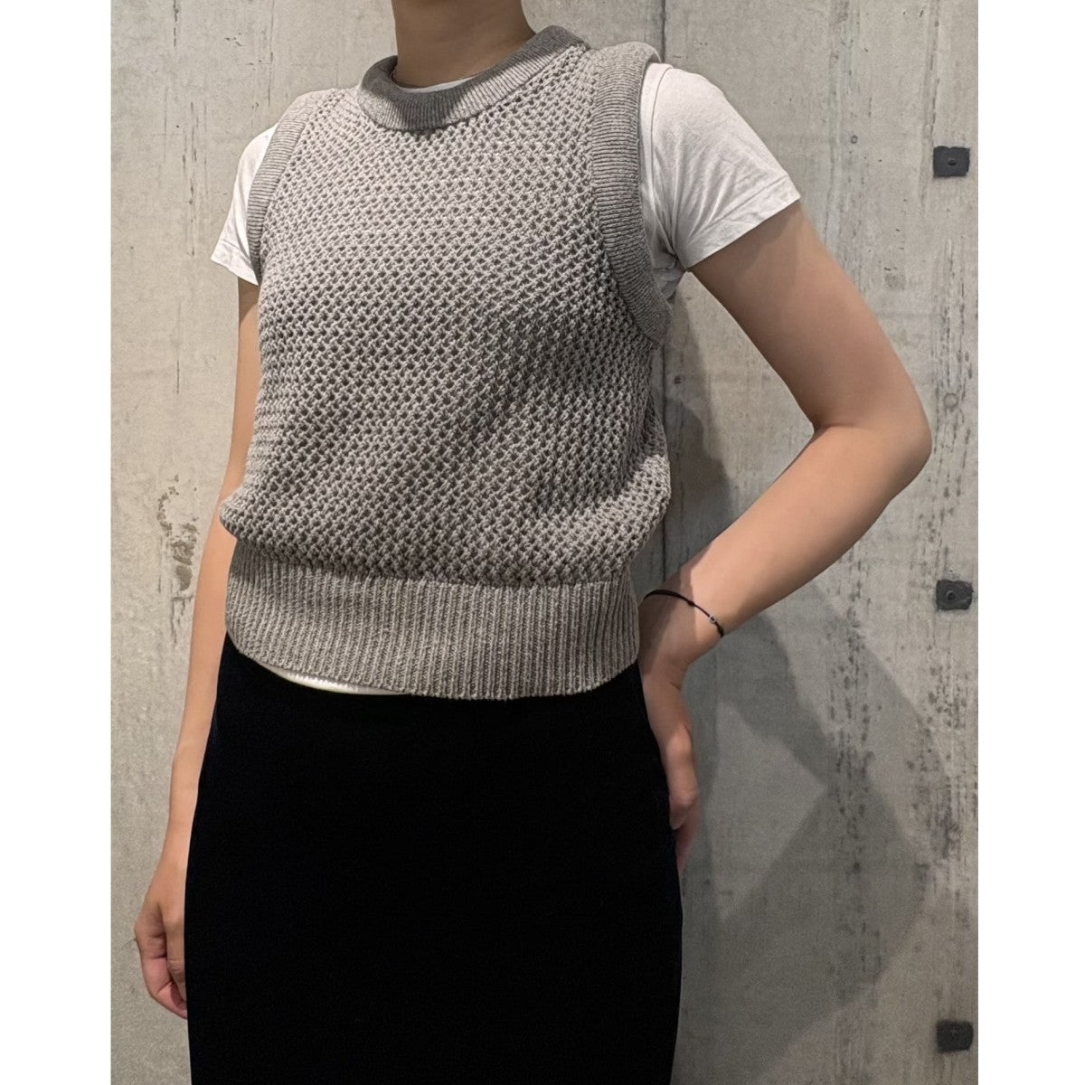 CLANE 25SS3D RIB MESH KNIT TOPSメッシュニットベスト 古着・中古-2枚目のアイテム画像