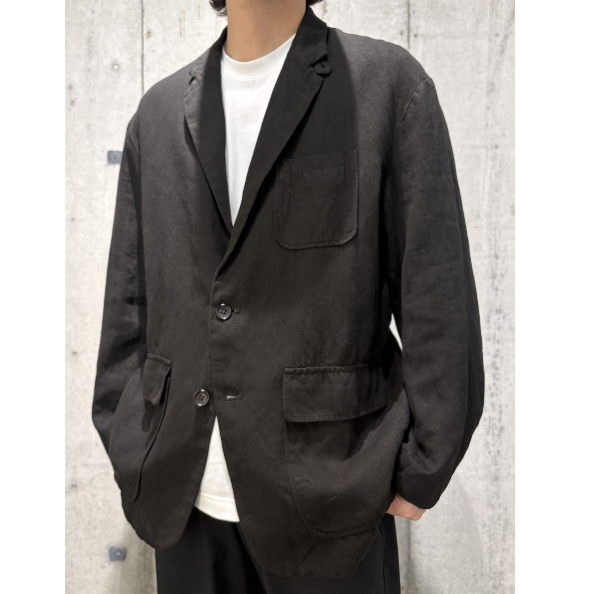 Cornier 26SSDOROZOME LINEN TWILL JACKET泥染め加工リネンジャケット 古着・中古-2枚目のアイテム画像