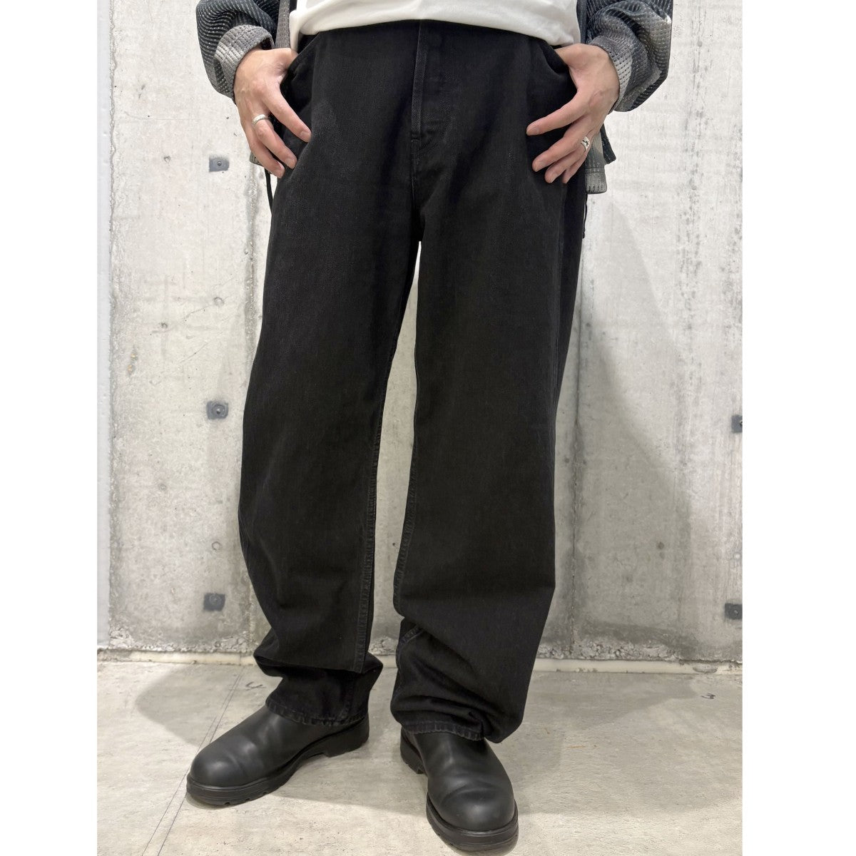 KAJA 26SSMedium Baggy Black Denim Pants加工バギーデニムパンツ 古着・中古-2枚目のアイテム画像