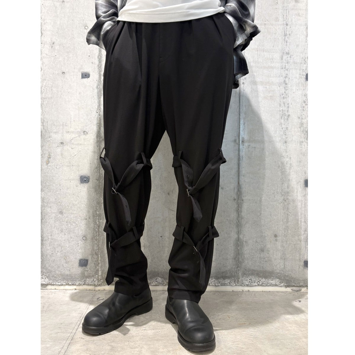 s’yte Yohji Yamamoto Pe／Rayon Gabardine Stretch Bandage Tapered PantsストレッチテーパードボンテージパンツUV-P61-912 古着・中古-3枚目のアイテム画像