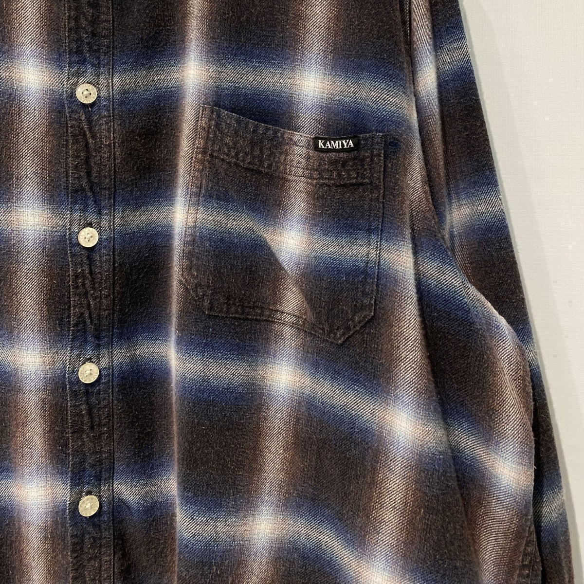 KAMIYA(カミヤ) 25SSBleached Check ShirtブリーチVintage加工Ombre