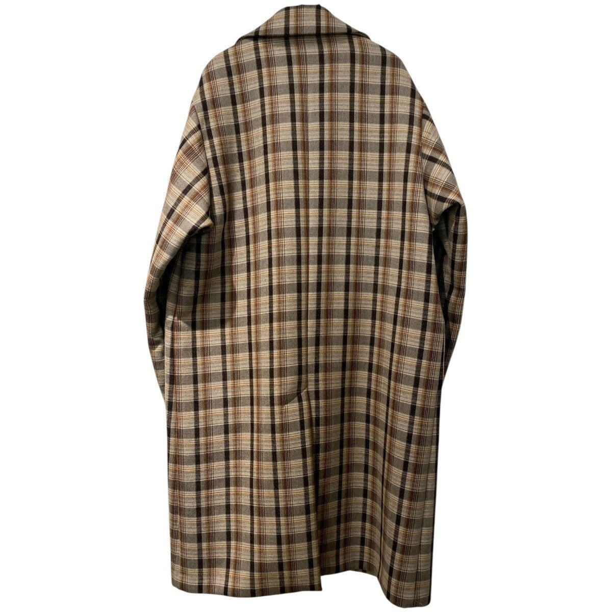 AURALEE 19AWDOUBLE FACE CHECK SOUTIEN COLLAR COATチェックオーバーサイズコート 古着・中古-4枚目のアイテム画像