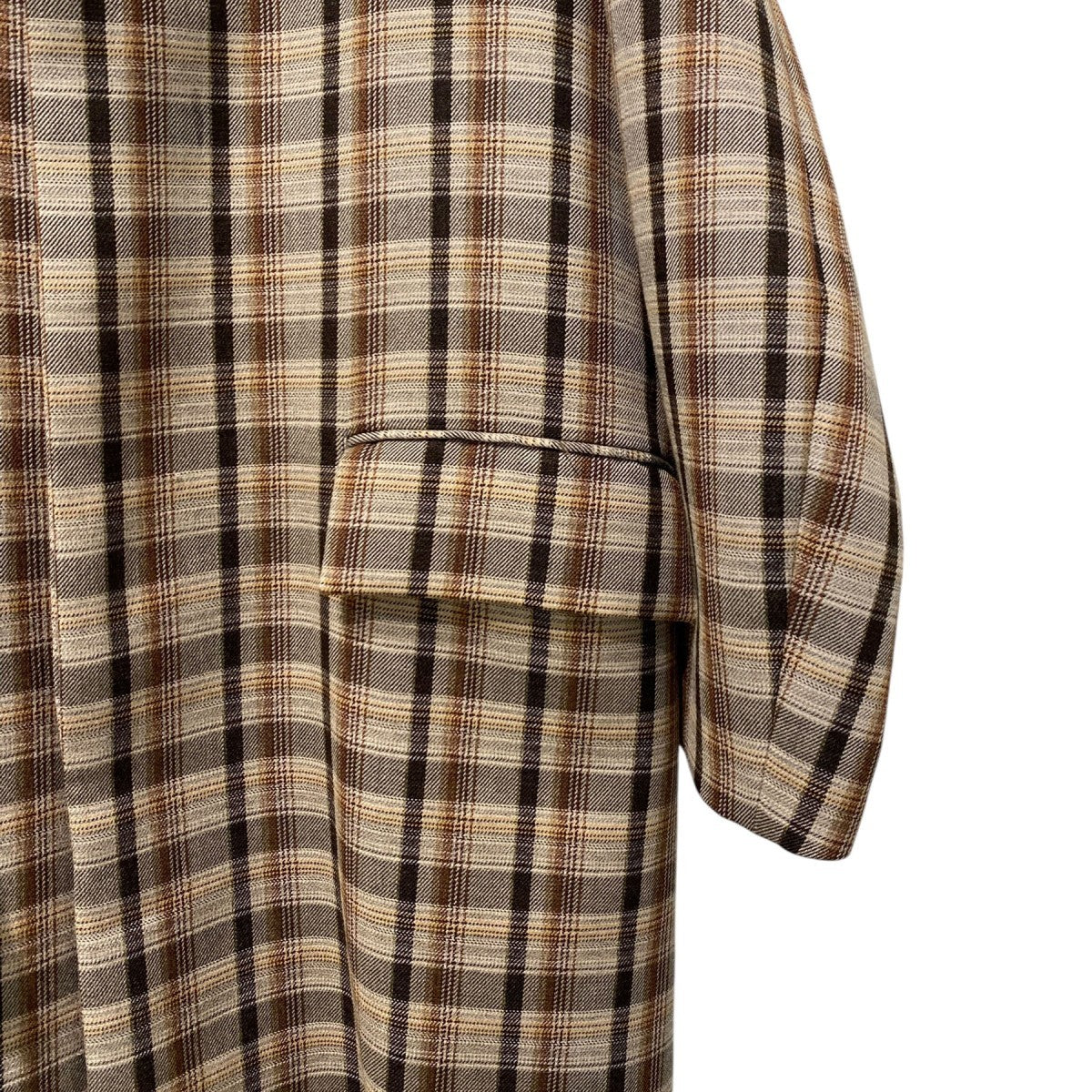 AURALEE 19AWDOUBLE FACE CHECK SOUTIEN COLLAR COATチェックオーバーサイズコート 古着・中古-6枚目のアイテム画像