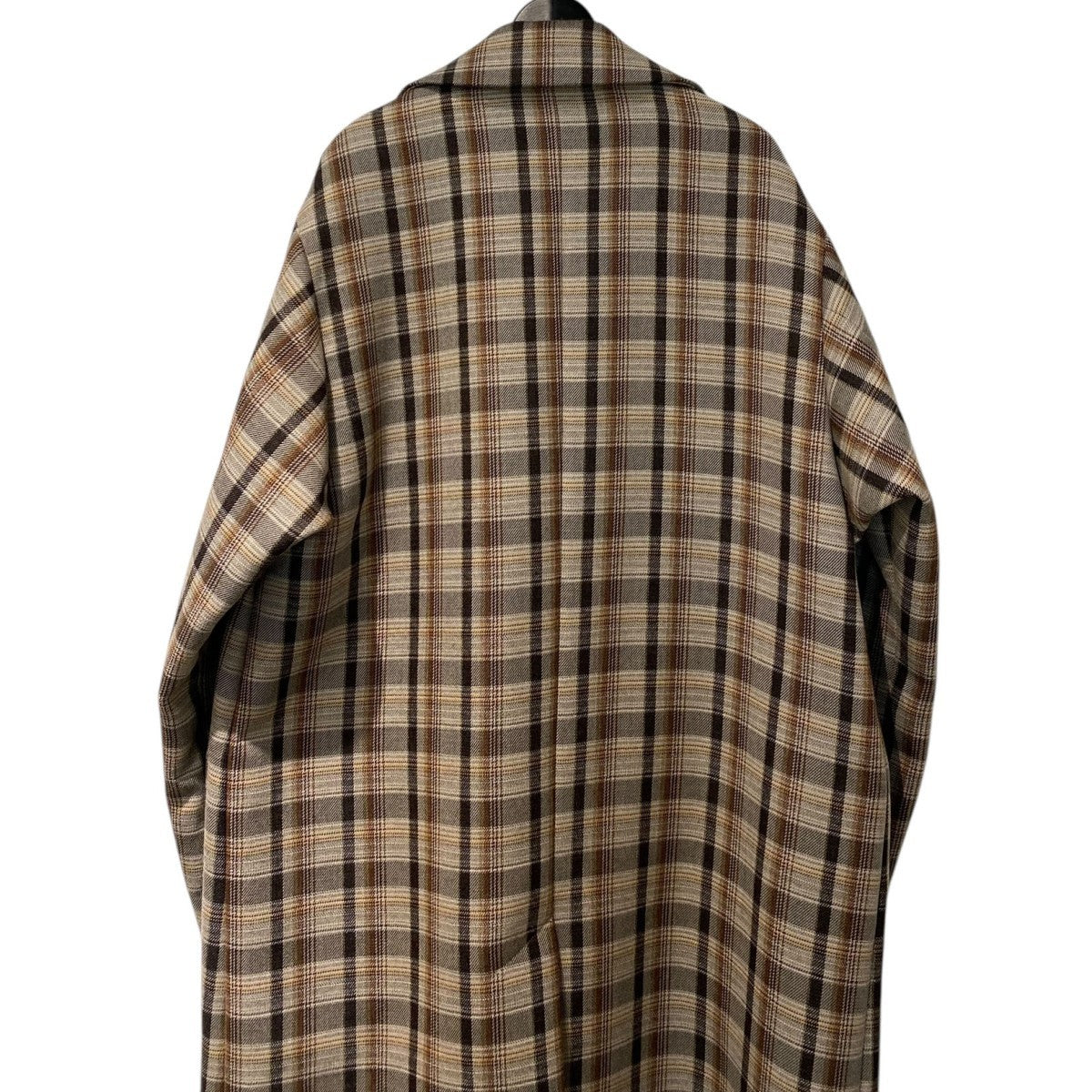 AURALEE 19AWDOUBLE FACE CHECK SOUTIEN COLLAR COATチェックオーバーサイズコート 古着・中古-7枚目のアイテム画像