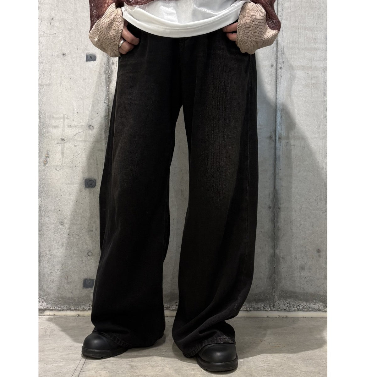 D-RISE Relaxed Jeans ローウエストVintage加工ワイドバギーデニムパンツ
