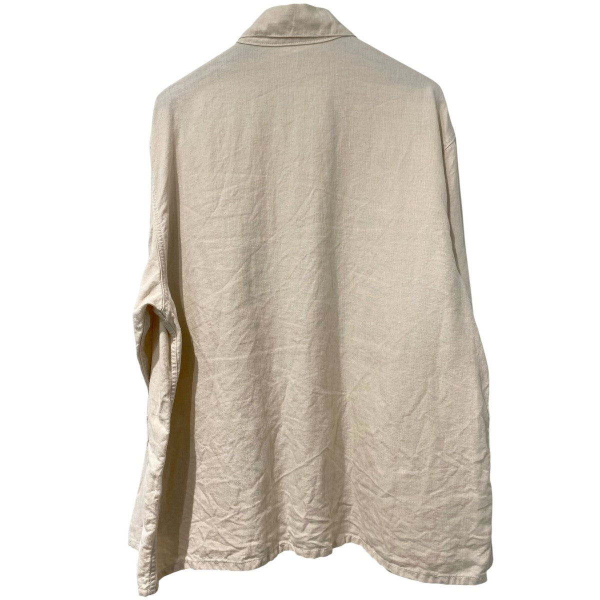22AWVintage Linen Cheval Short Jacket W／Silver Charmヴィンテージリネンショートカバーオールジャケット