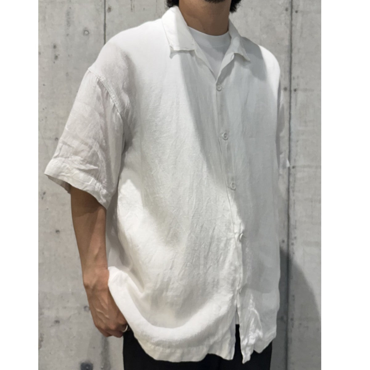 Made in France Linen Open Collar Shirtフランス製リネンオープンカラー半袖シャツ