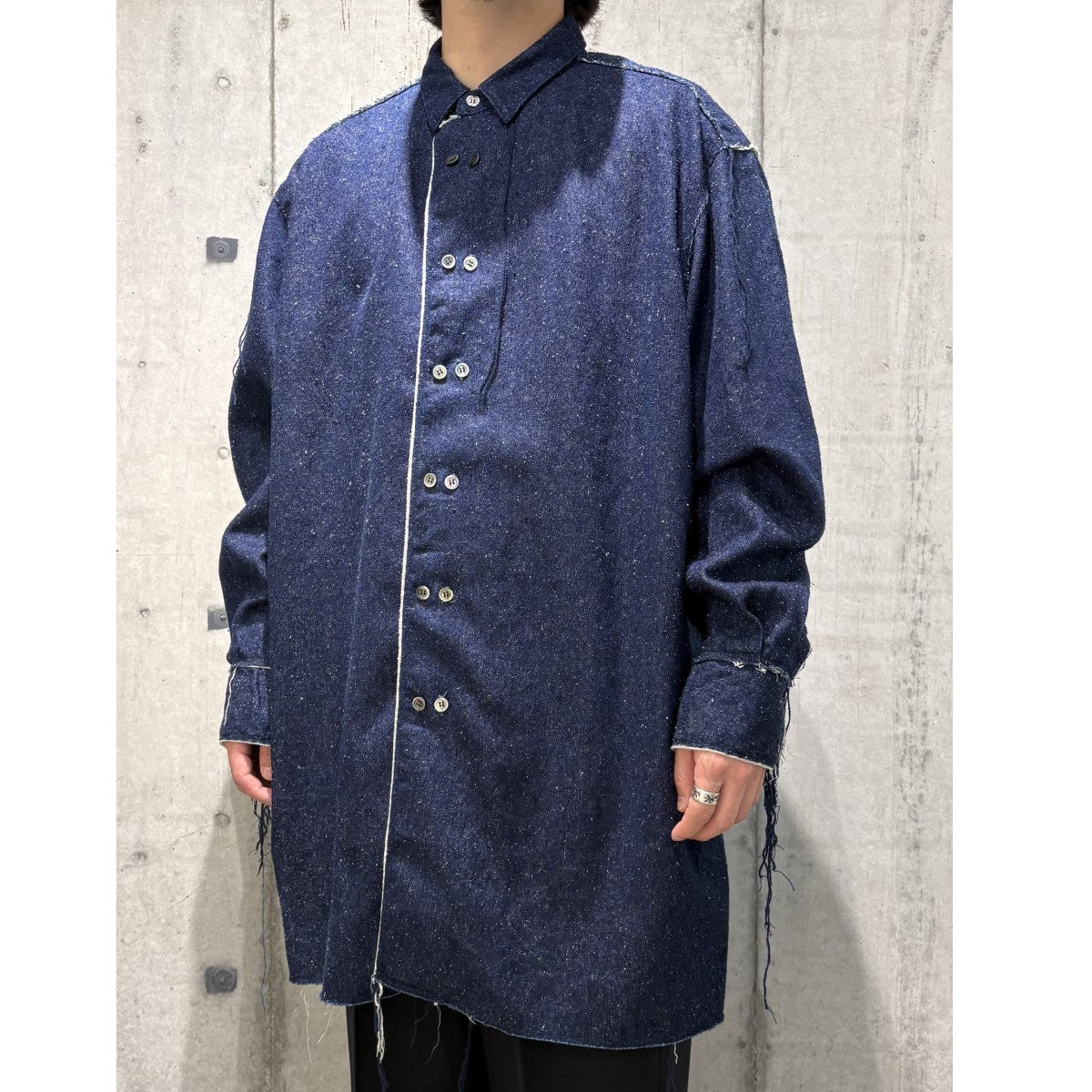 25AWSILK DENIM SHIRTシルクデニムオーバーサイズシャツジャケット