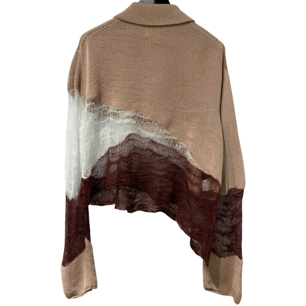 26SSSolid＆Fluid Zip-up Knit アシンメトリー異素材ミックスハーフZipニットセーター