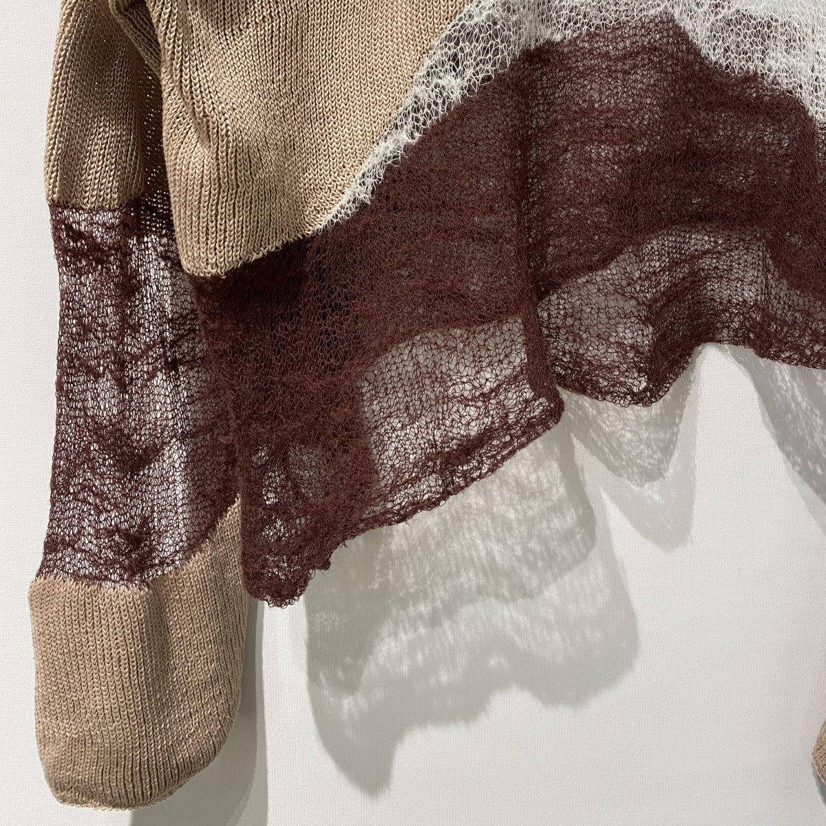26SSSolid＆Fluid Zip-up Knit アシンメトリー異素材ミックスハーフZipニットセーター