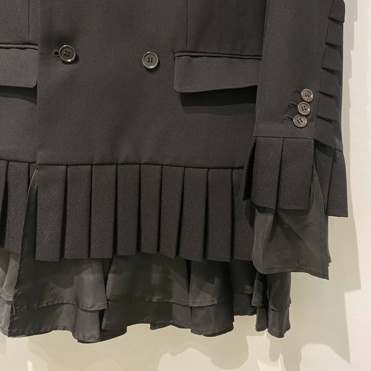 noir kei ninomiya 26SSPleated Blazer Jacketプリーツウールポリレイヤードブレザージャケット3Q-J005 古着・中古-4枚目のアイテム画像