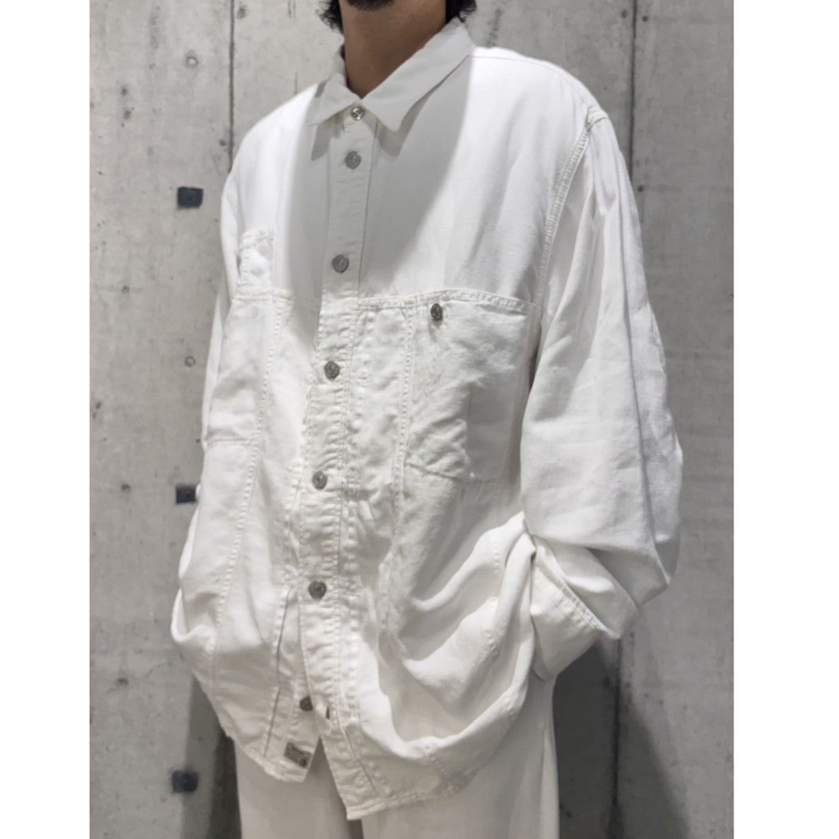 DIESEL D-FLOX Long Sleeve Shirtコットンリネンオーバーサイズシャツジャケット 古着・中古-2枚目のアイテム画像