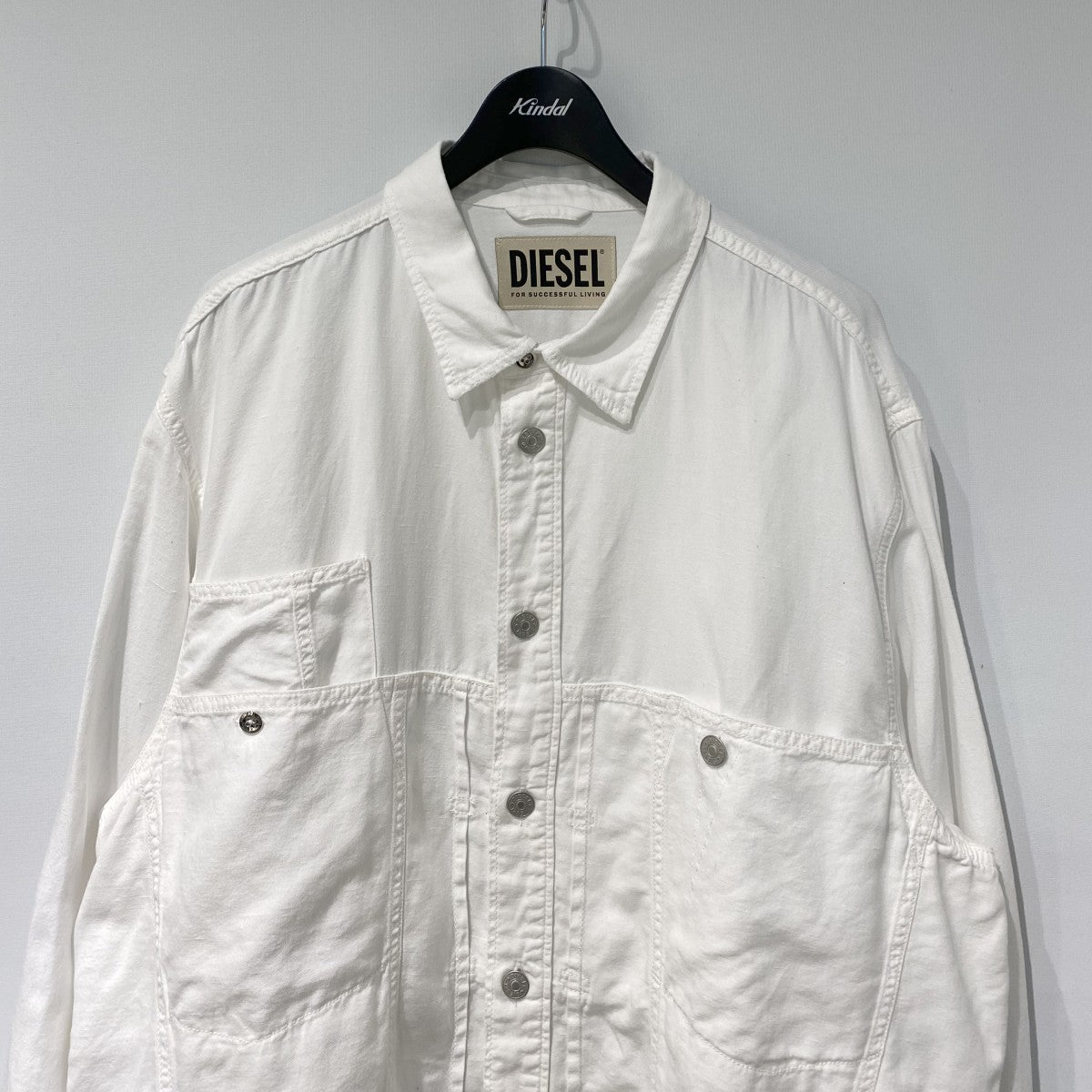 DIESEL D-FLOX Long Sleeve Shirtコットンリネンオーバーサイズシャツジャケット 古着・中古-4枚目のアイテム画像