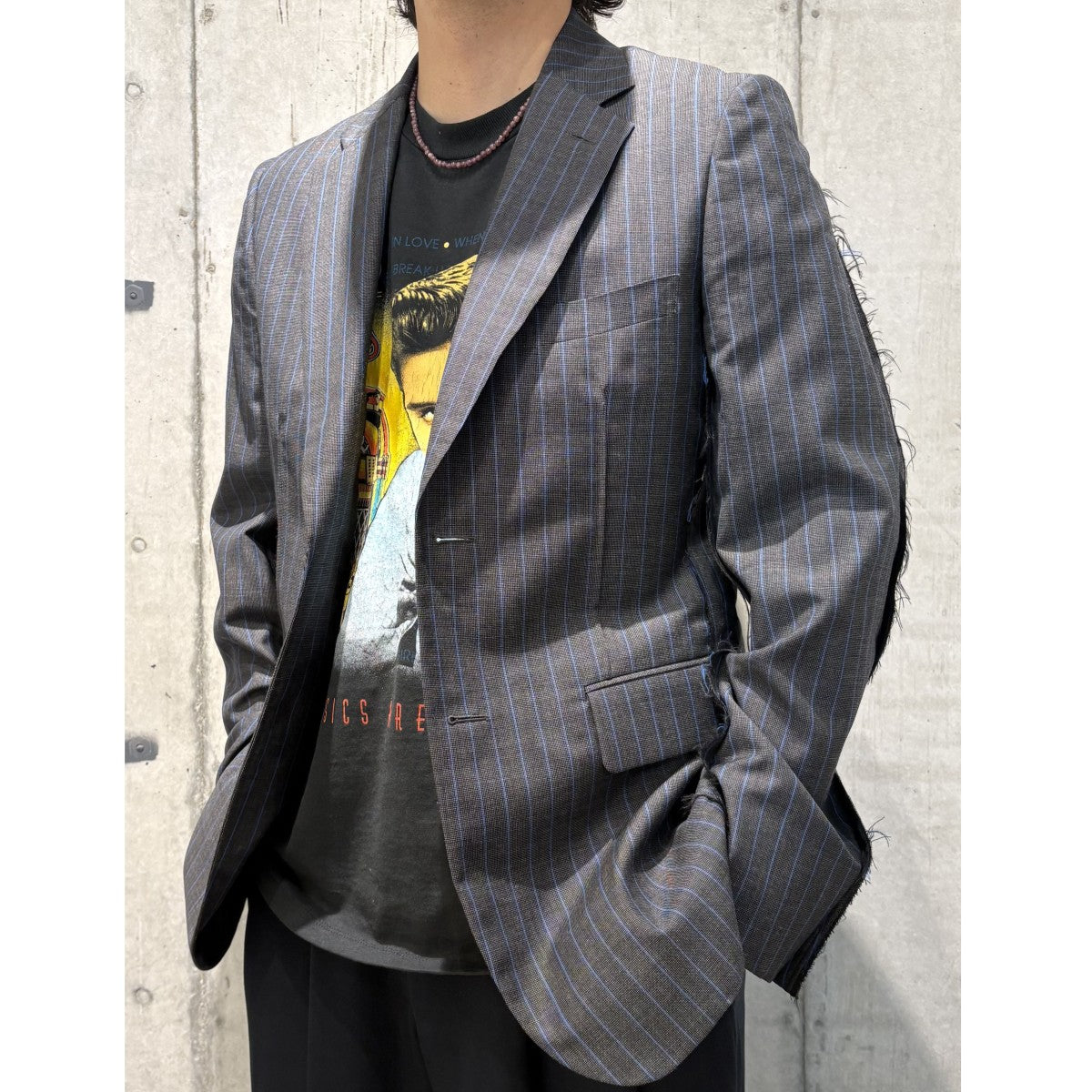 23SSウールカットオフストライプジャケット