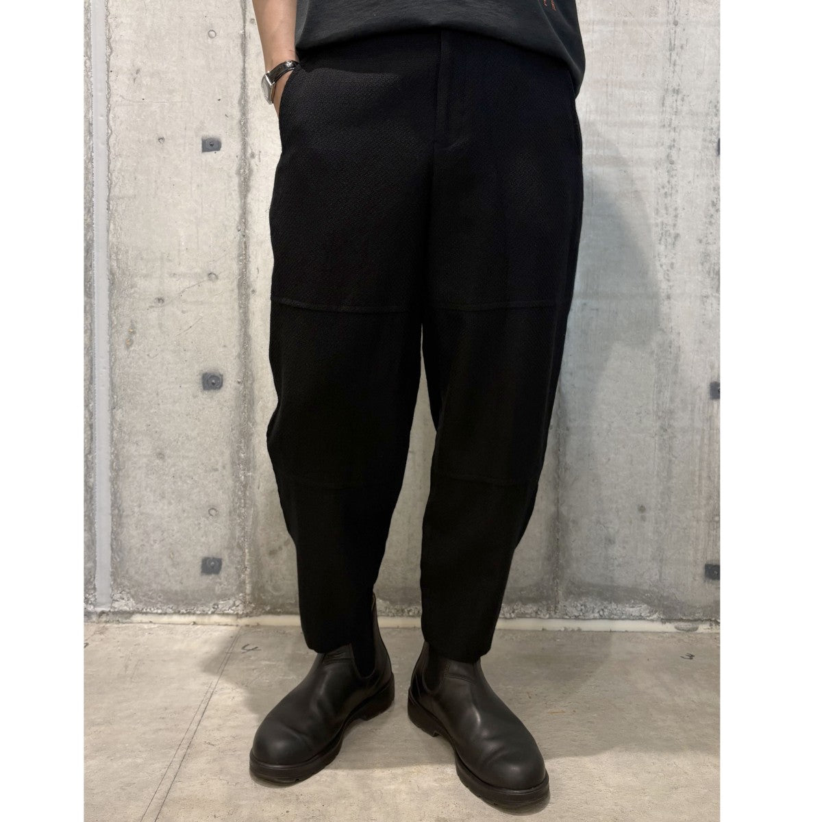 23SSジャガードニーパッチワークテーパードパンツスラックス