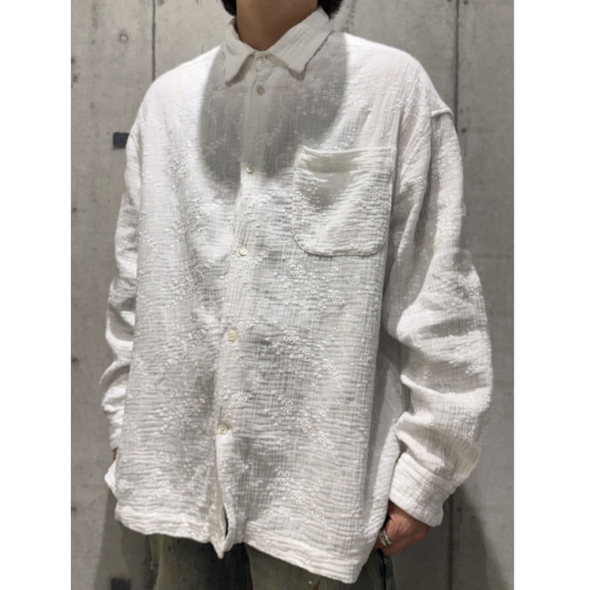 Cotton Gauze Flower Embroidery Shirtコットンガーゼフラワー刺繍シャツ