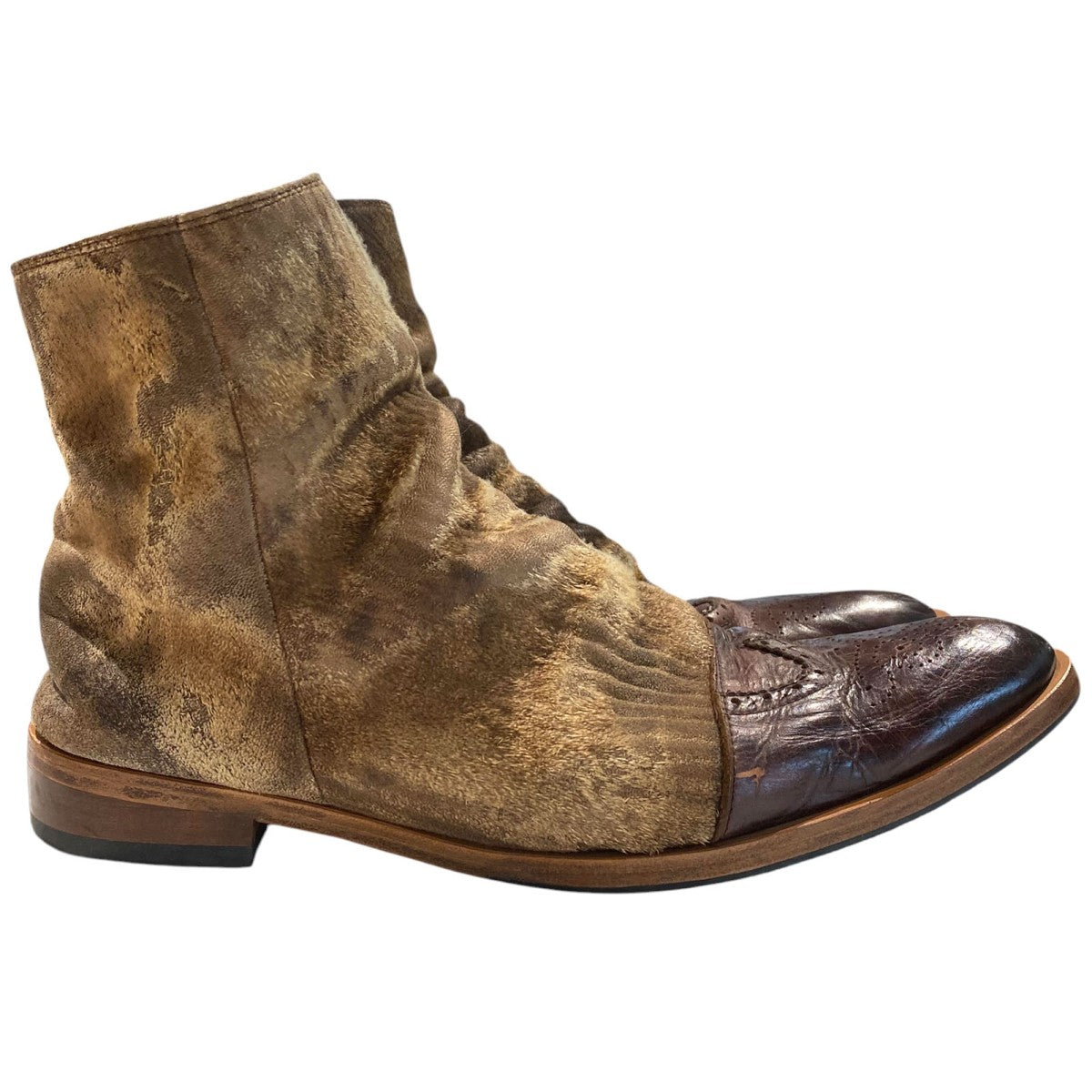 Side Zip Boots炙り出し加工サイドZIP切替ブーツ