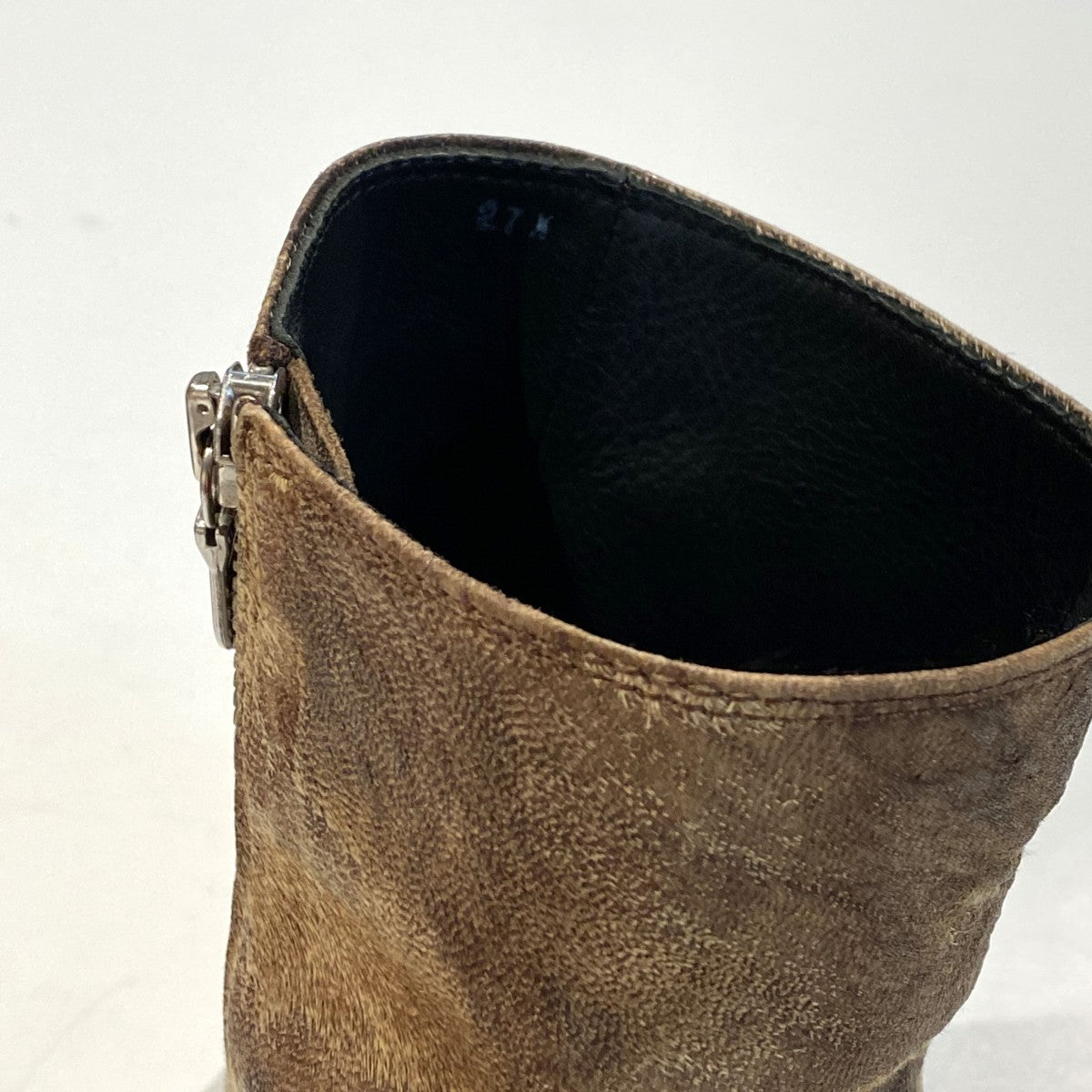 極美品 ミハラヤスヒロ 炙り出し サイドジップ 27cm ダークブラウン MIHARA YASUHIRO(ミハラヤスヒロ) Side Zip Boots炙り出し加工サイド