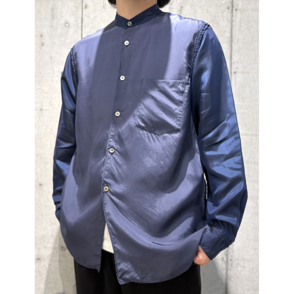 02SS00’s田中オム 切替ノーカラーキュプラシャツ