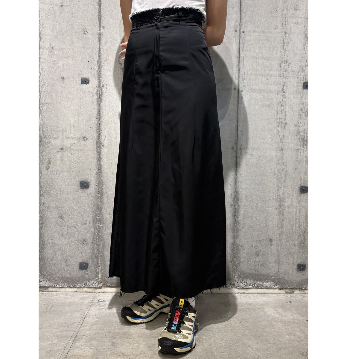 23SSBIAS SUITING SKIRTロングドッキングカットオフAラインスカート