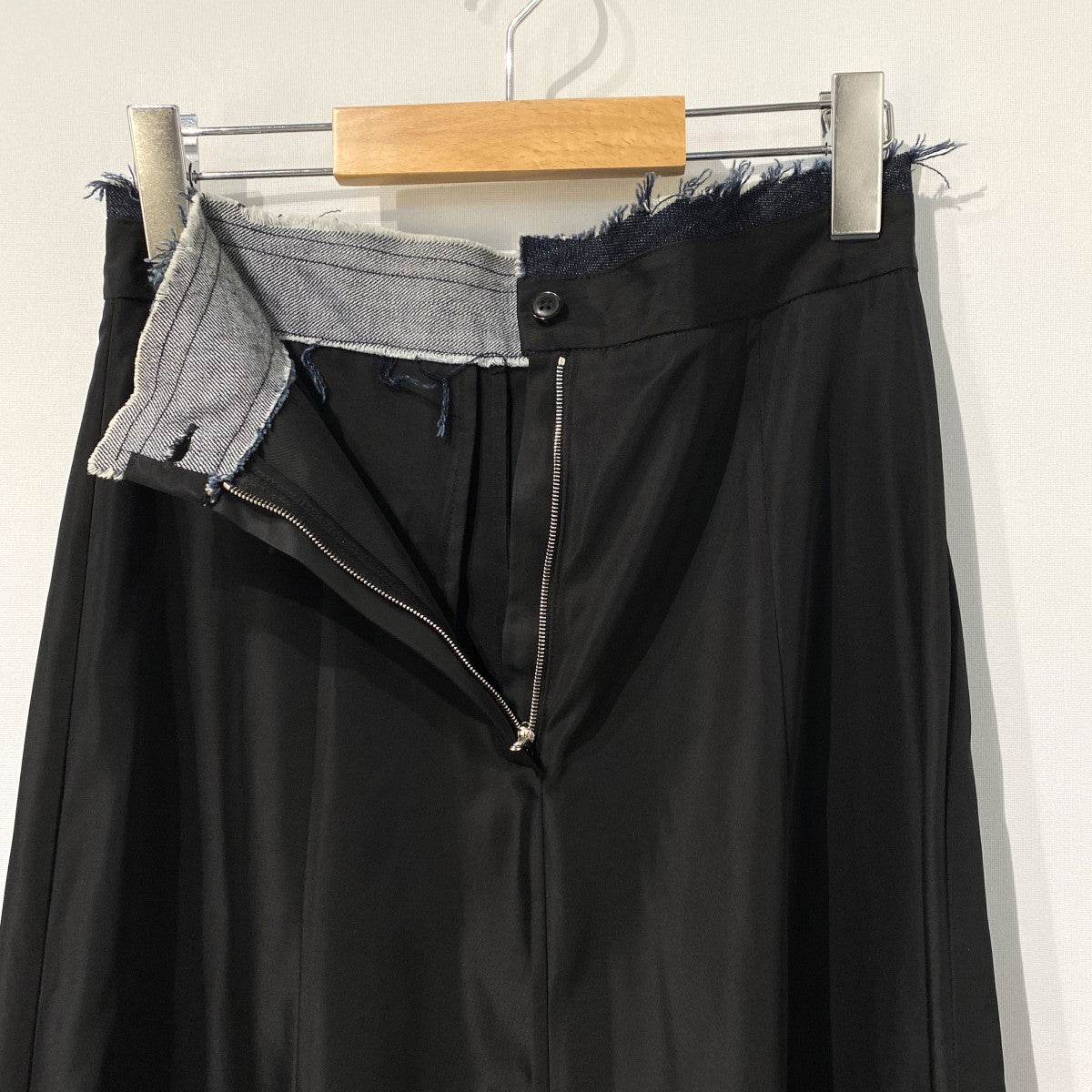 23SSBIAS SUITING SKIRTロングドッキングカットオフAラインスカート