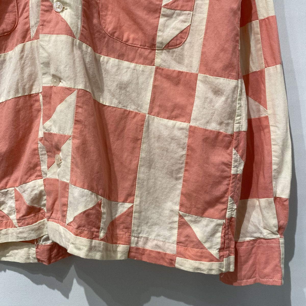 22SSPINK QUILTED LS SHIRTキルティング切替シャツ