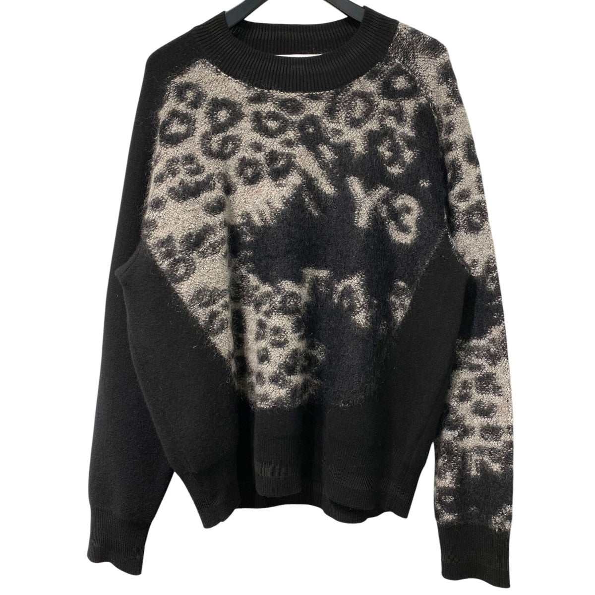22AWU Leopard Knit Crew Sweaterロゴ総柄レオパードウールモヘヤ混ニットセーター
