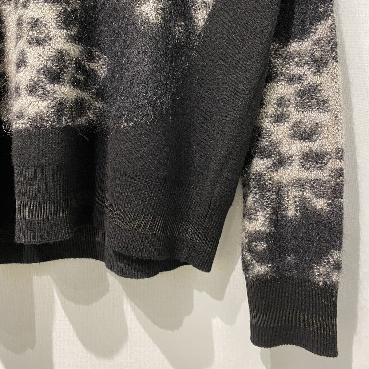 22AWU Leopard Knit Crew Sweaterロゴ総柄レオパードウールモヘヤ混ニットセーター