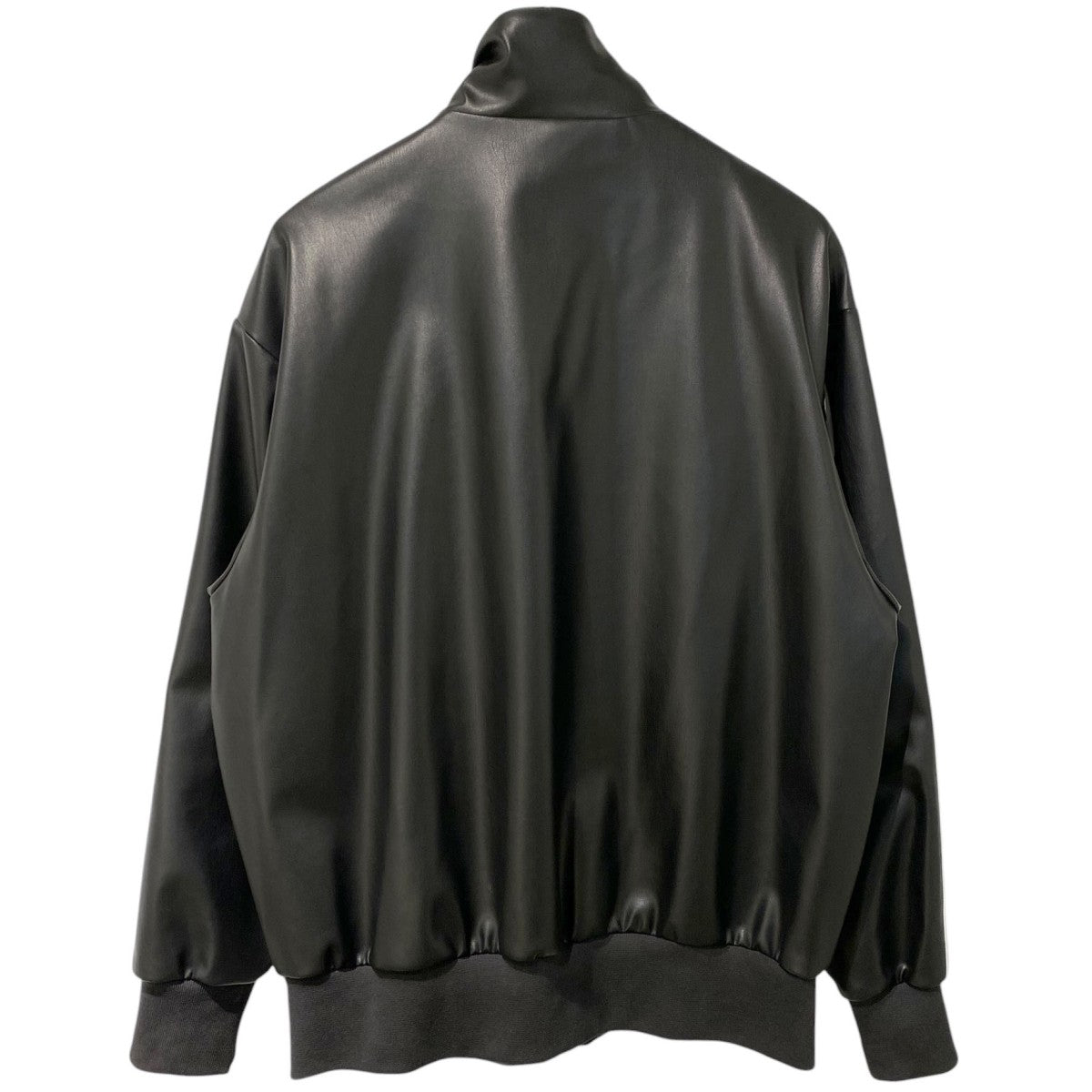Pleather 3 Stripes Track Topブラック プレザー3Sトラックトップ PUレザー製トラックジャケットKQ5472