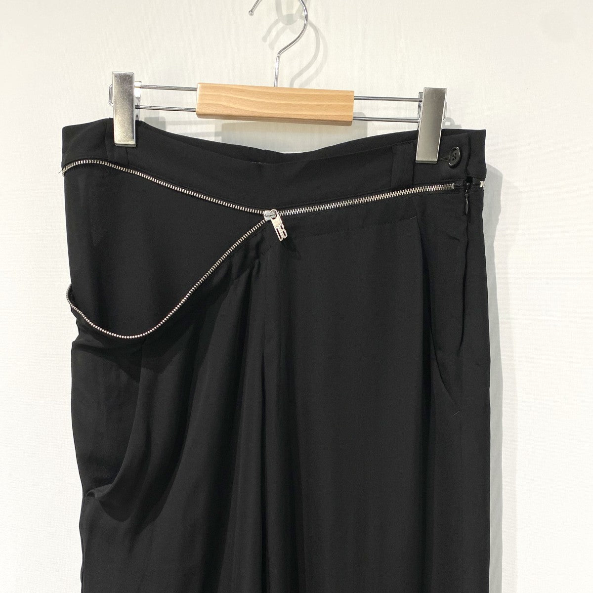 Pantalone Trousers ZIP裾ドローコードシルクワイドパンタロンパンツ