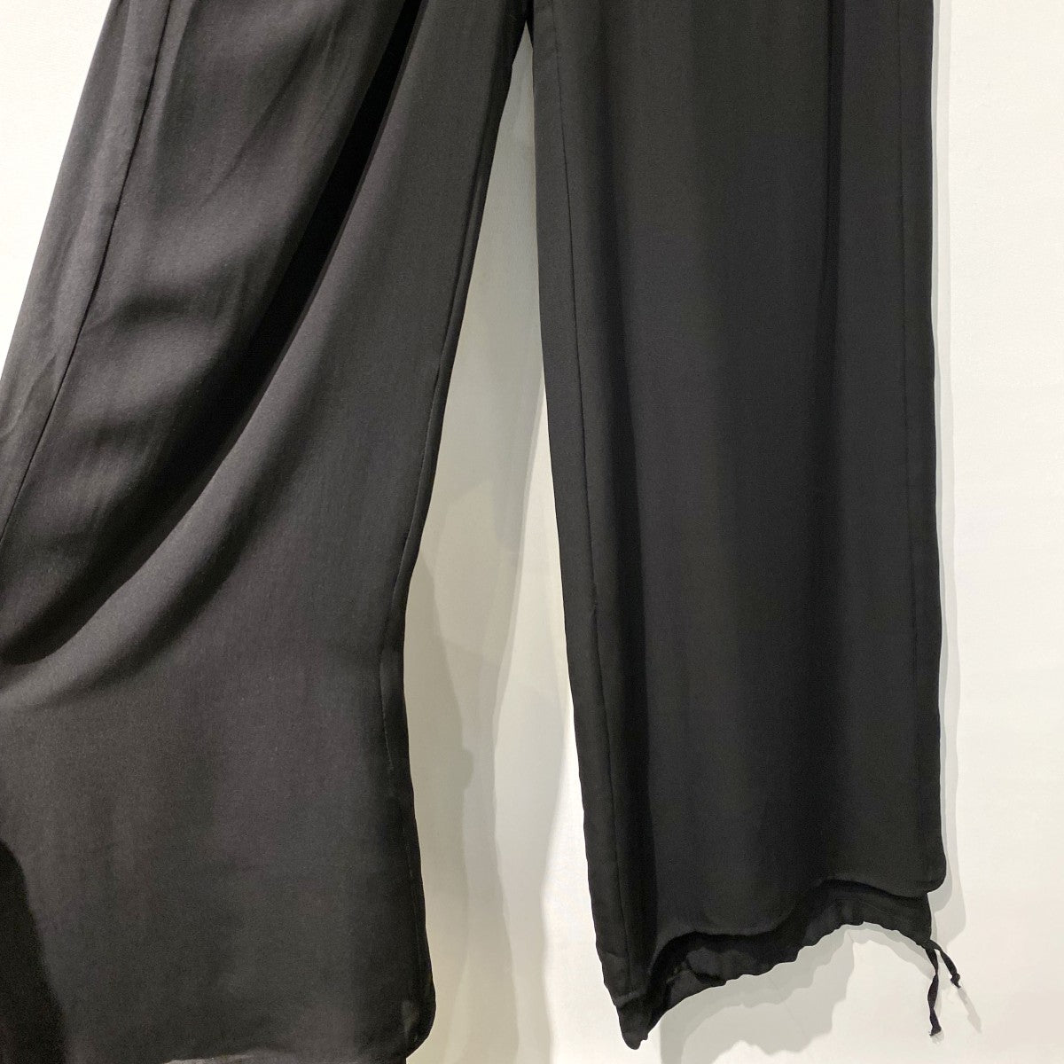 Pantalone Trousers ZIP裾ドローコードシルクワイドパンタロンパンツ