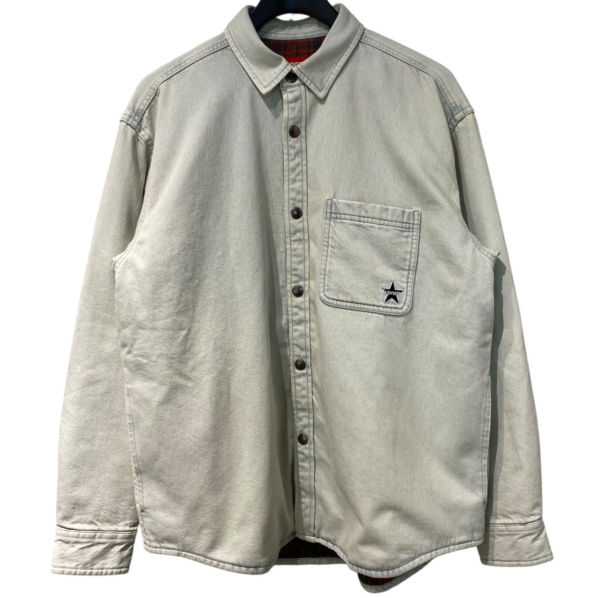 Quilted Lined Denim Snap Shirt裏チェック加工シャツジャケット