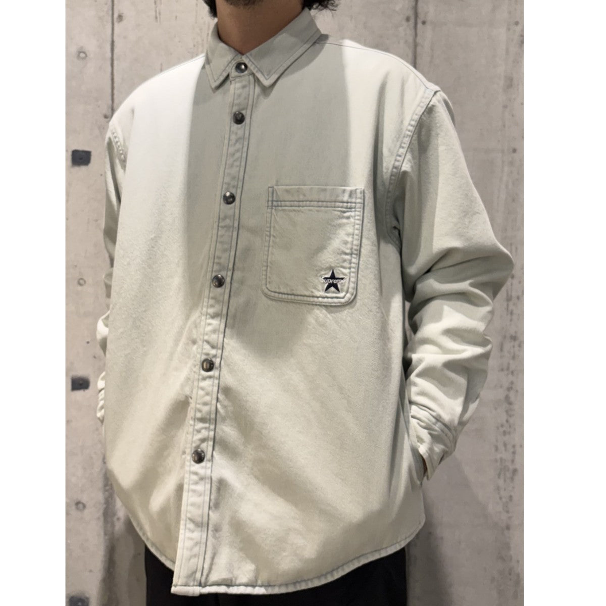 Quilted Lined Denim Snap Shirt裏チェック加工シャツジャケット