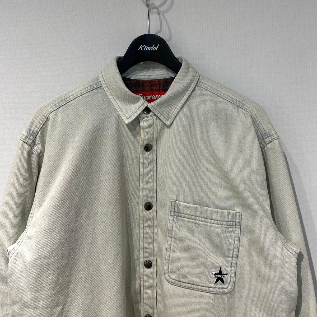 Quilted Lined Denim Snap Shirt裏チェック加工シャツジャケット