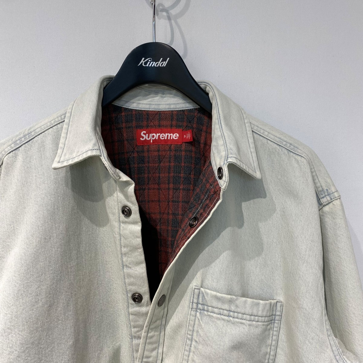 Quilted Lined Denim Snap Shirt裏チェック加工シャツジャケット