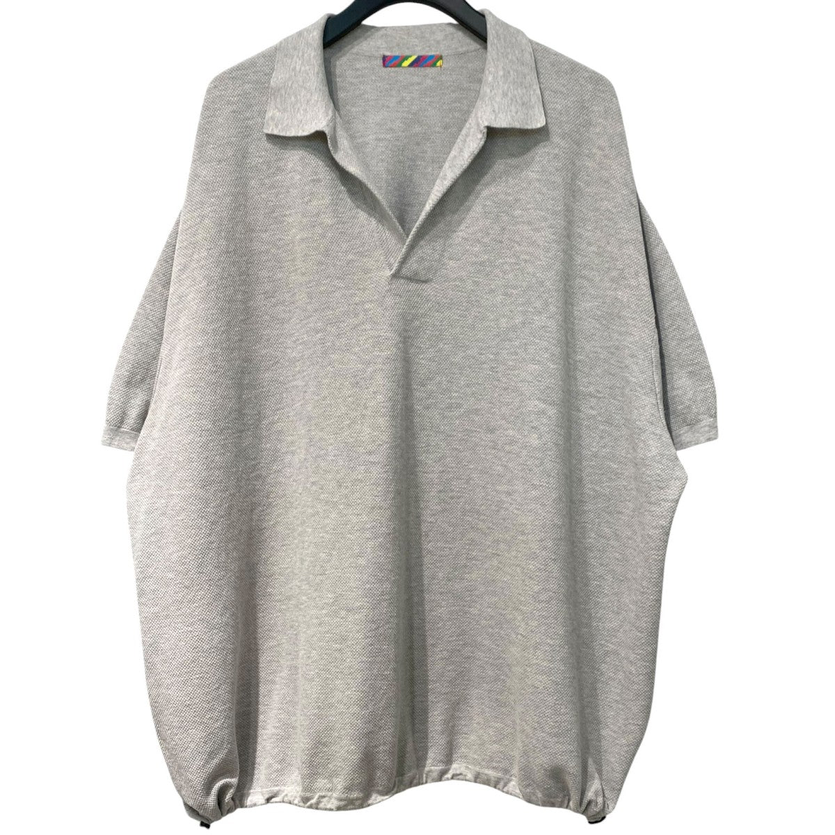 is-ness×1LDK 23SSKNITTED BIG SKIPPER POLO裾ドローコードスキッパー