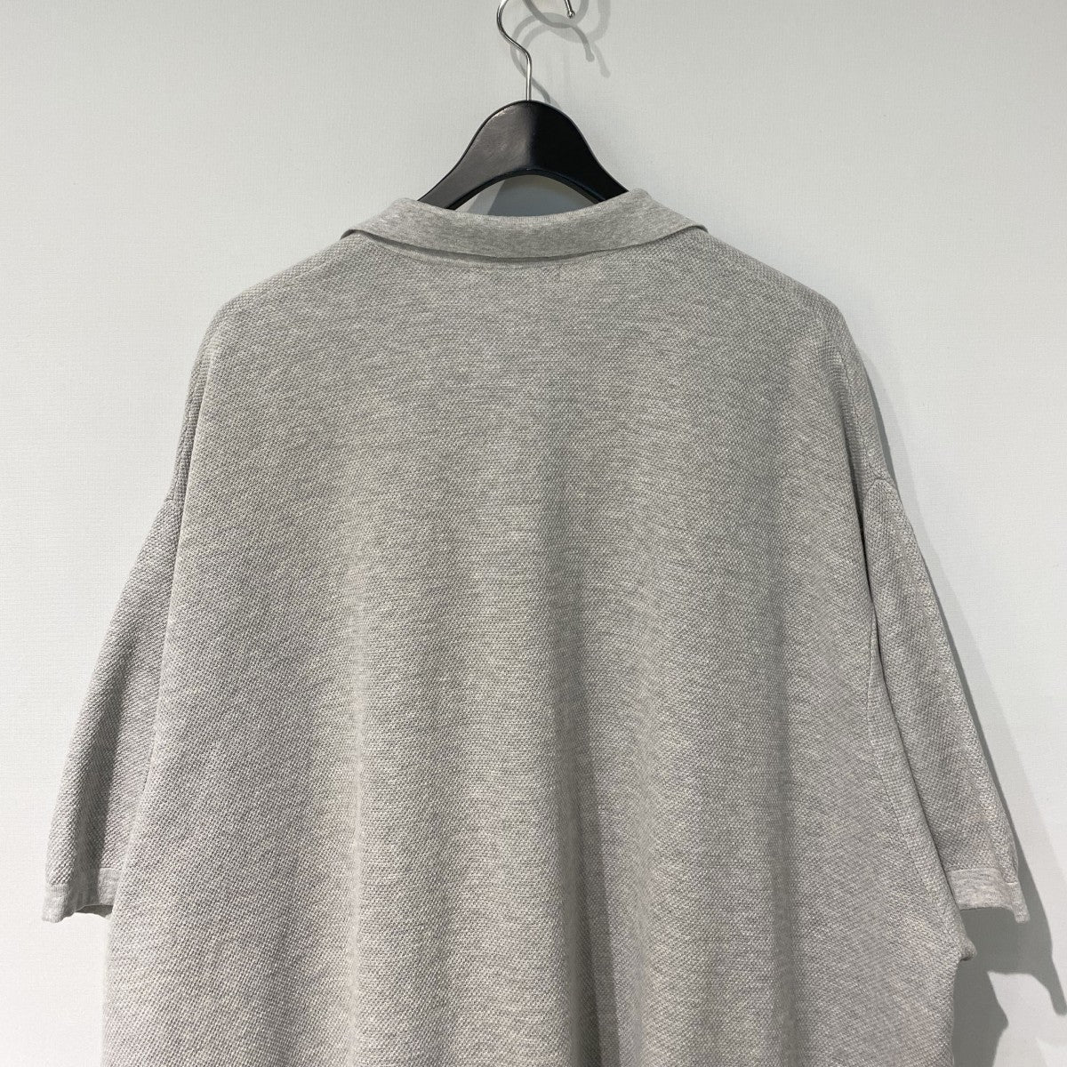 23SSKNITTED BIG SKIPPER POLO裾ドローコードスキッパーニットオーバーサイズポロシャツ