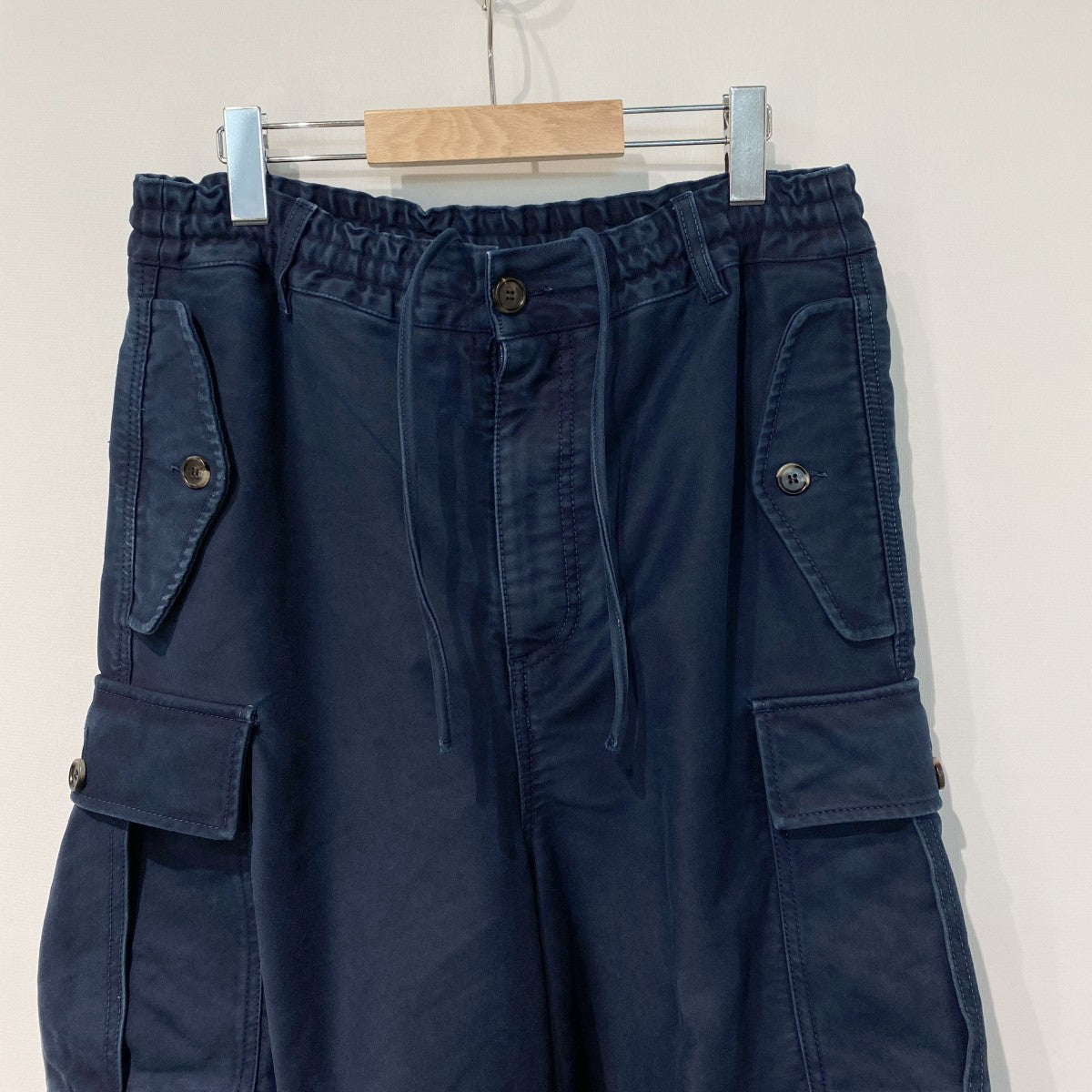 24AWGarment Dyed Compact Moleskine Satin Trousersガーメントダイ加工オーガニックモールスキンミリタリーワイドバギーカーゴパンツ