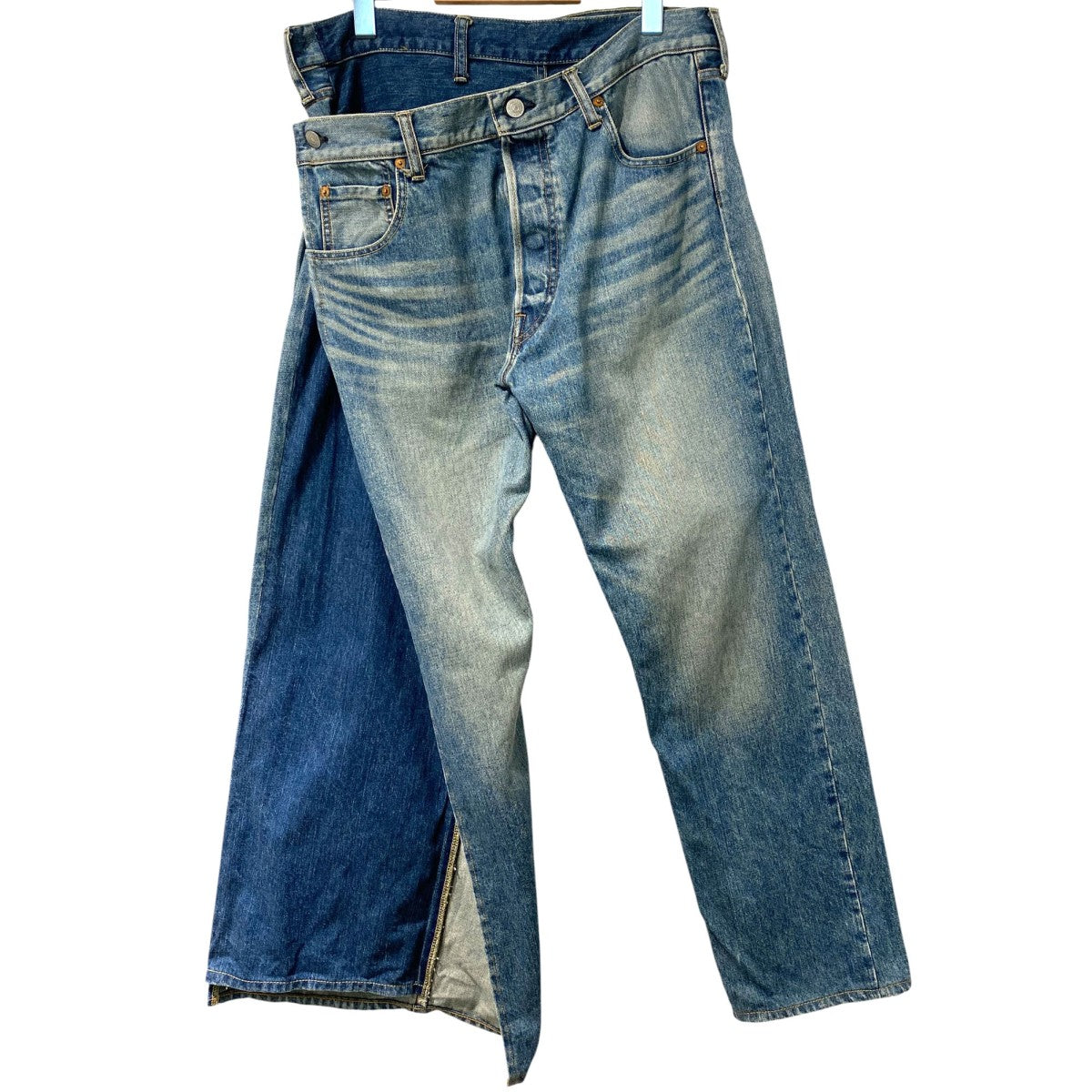 25SSアシンメトリー綿デニムパンツ Vintageヴィンテージ加工JO-P201