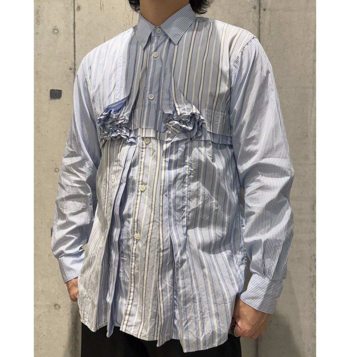 25SSPleated Stripe ShirtプリーツストライプシャツFO-B041